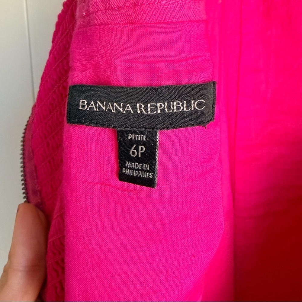 Banana Republic Vibrant Pink Linen Blend Midi Dress | 6P - Picture 4 of 8